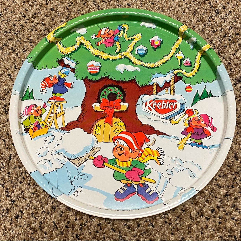 Vintage 1979 Keebler Elf elves Serving Tray Christmas Santa cookie Tray …